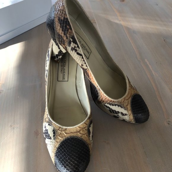 Saks Fifth Avenue Snakeskin Pattern Multi-color Leather Pumps - Picture 3 of 8